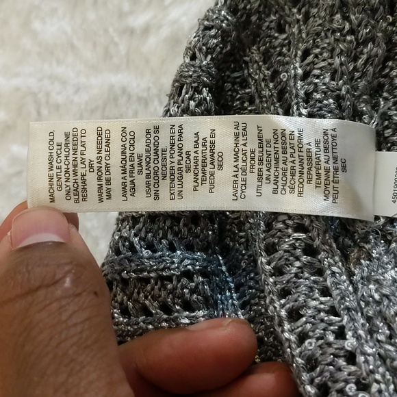 White House Black Market|Sequin Ombre Twofer Crew Neck Sweater Back Slit Shimmer - Picture 12 of 16